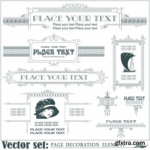 Different template with frames and patterns for page decoration in vector - 25 Eps