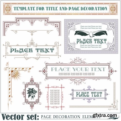 Different template with frames and patterns for page decoration in vector - 25 Eps