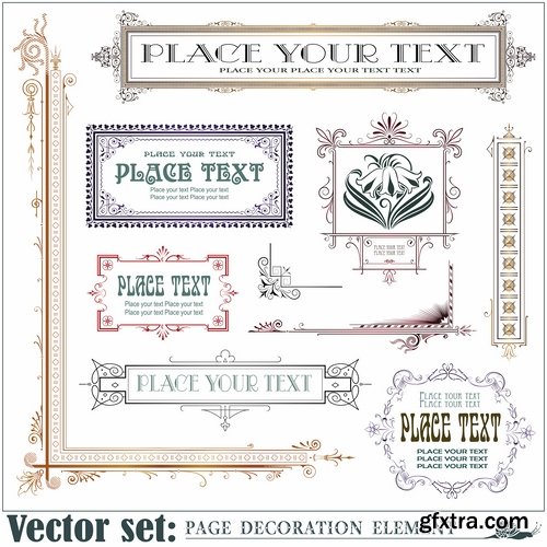 Different template with frames and patterns for page decoration in vector - 25 Eps