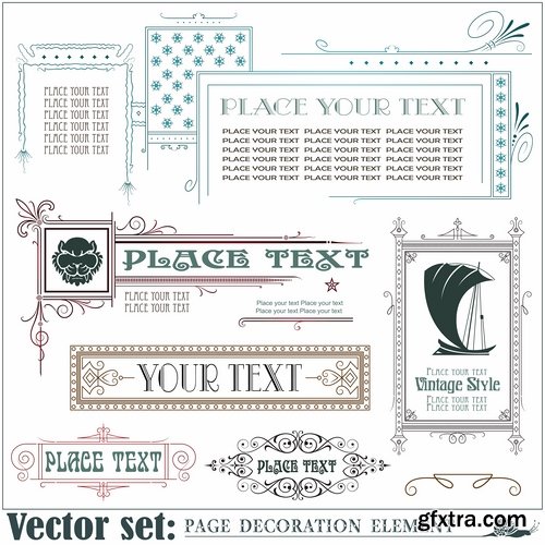 Different template with frames and patterns for page decoration in vector - 25 Eps