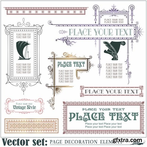 Different template with frames and patterns for page decoration in vector - 25 Eps