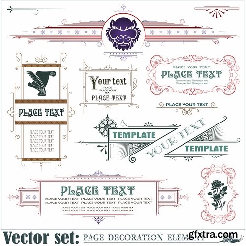 Different template with frames and patterns for page decoration in vector - 25 Eps