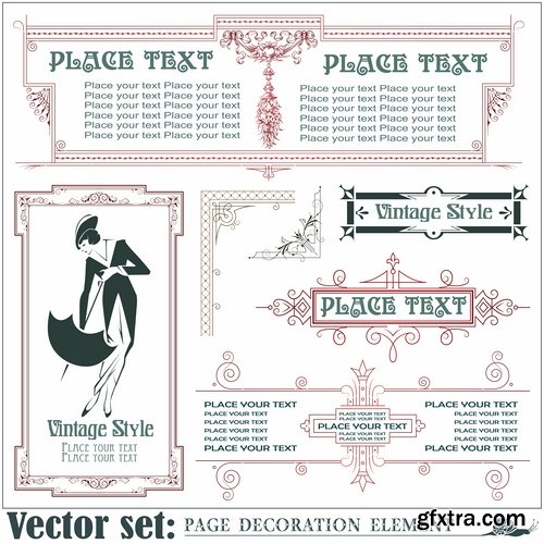 Different template with frames and patterns for page decoration in vector - 25 Eps