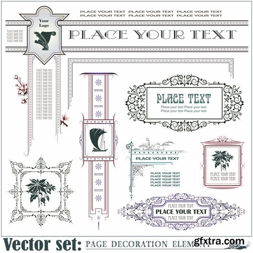 Different template with frames and patterns for page decoration in vector - 25 Eps