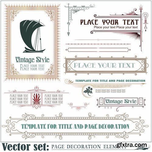 Different template with frames and patterns for page decoration in vector - 25 Eps