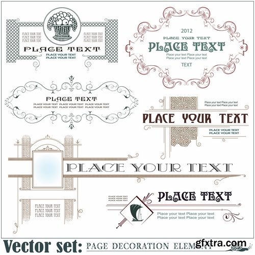 Different template with frames and patterns for page decoration in vector - 25 Eps