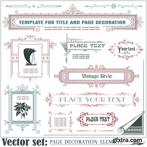 Different template with frames and patterns for page decoration in vector - 25 Eps