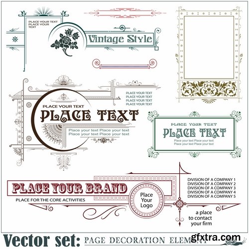Different template with frames and patterns for page decoration in vector - 25 Eps