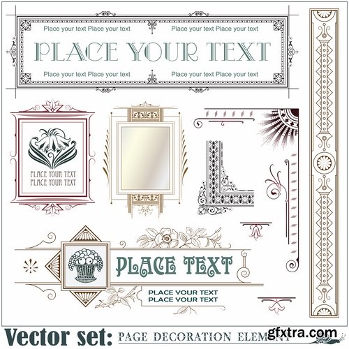 Different template with frames and patterns for page decoration in vector - 25 Eps