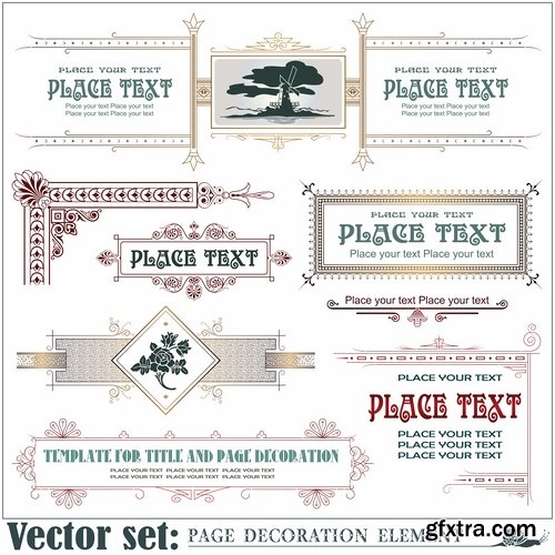 Different template with frames and patterns for page decoration in vector - 25 Eps
