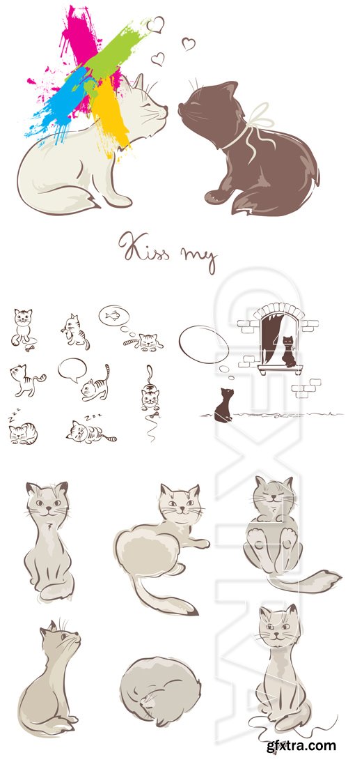 Funny cartoon cats