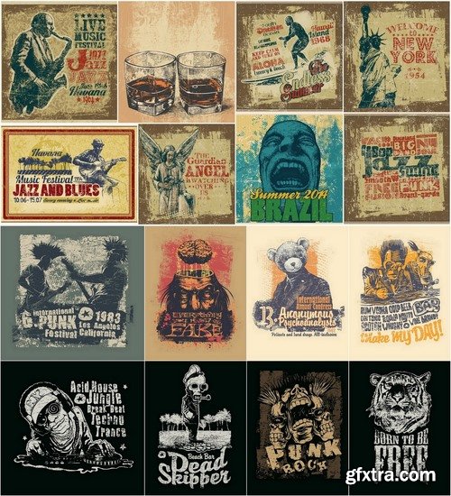 T-shirt Design elements in vector by stock #15 - 25 Eps