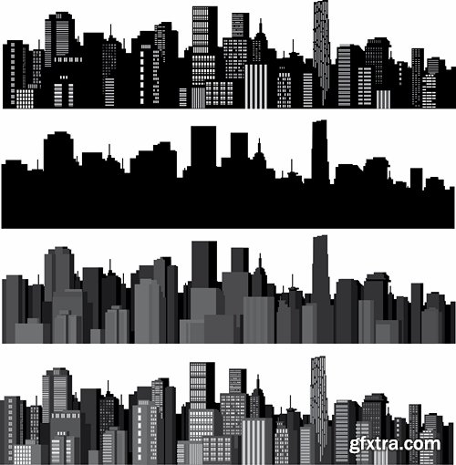 Different buldings in vector set from stock - 25 Eps