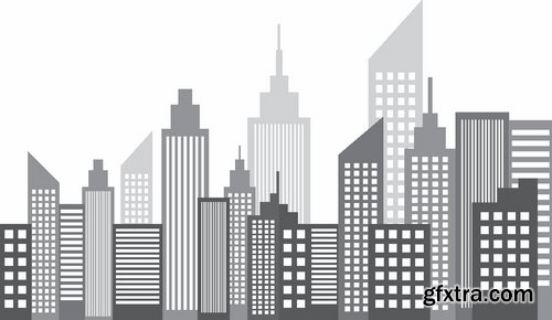 Different buldings in vector set from stock - 25 Eps