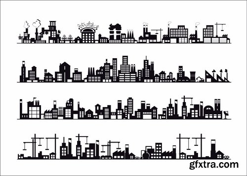 Different buldings in vector set from stock - 25 Eps