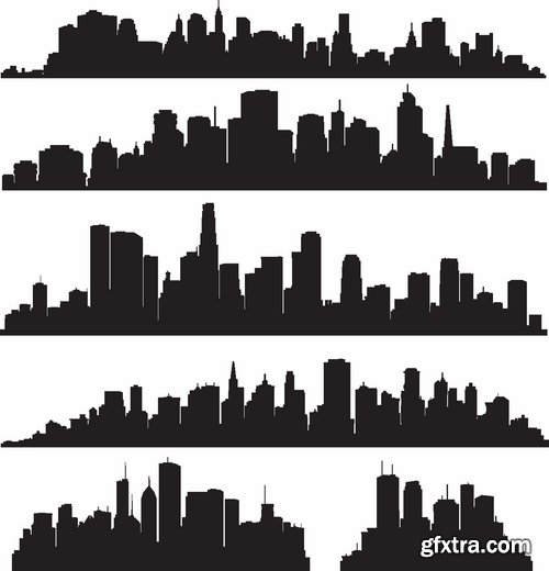 Different buldings in vector set from stock - 25 Eps