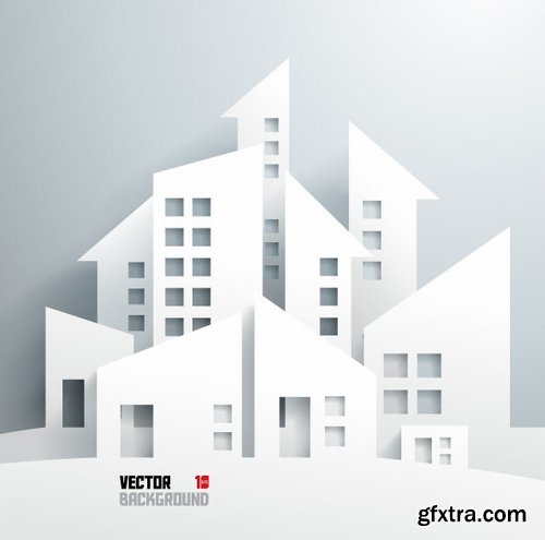 Different buldings in vector set from stock - 25 Eps