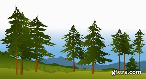 Green fields and rural landscapes in vector from stock - 25 Eps