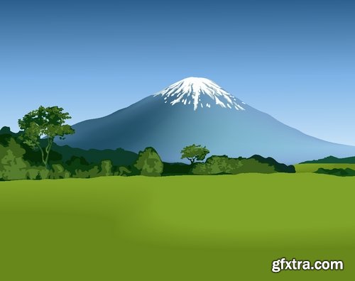 Green fields and rural landscapes in vector from stock - 25 Eps