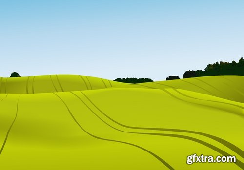Green fields and rural landscapes in vector from stock - 25 Eps