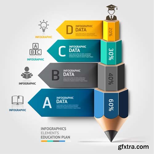 Education infographics and flat icons design, 25xEPS