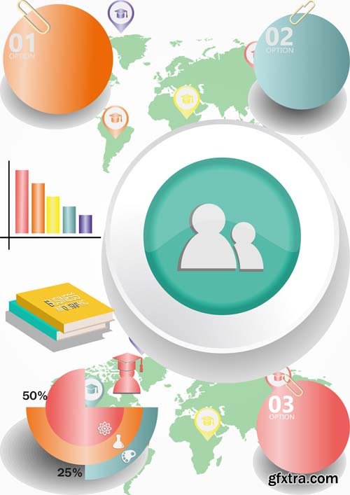 Education infographics and flat icons design, 25xEPS