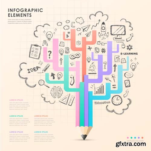 Education infographics and flat icons design, 25xEPS