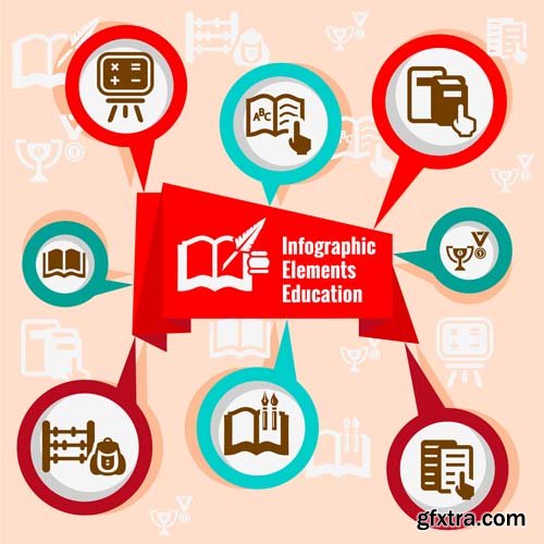 Education infographics and flat icons design, 25xEPS