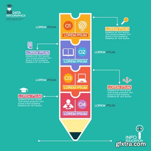 Education infographics and flat icons design, 25xEPS