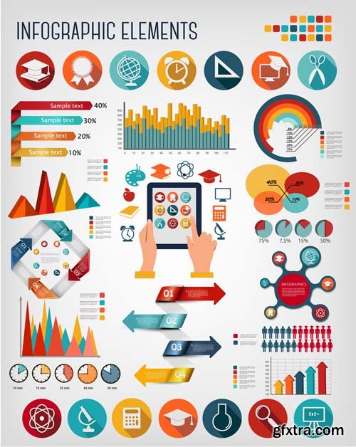 Education infographics and flat icons design, 25xEPS