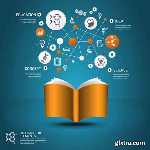 Education infographics and flat icons design, 25xEPS