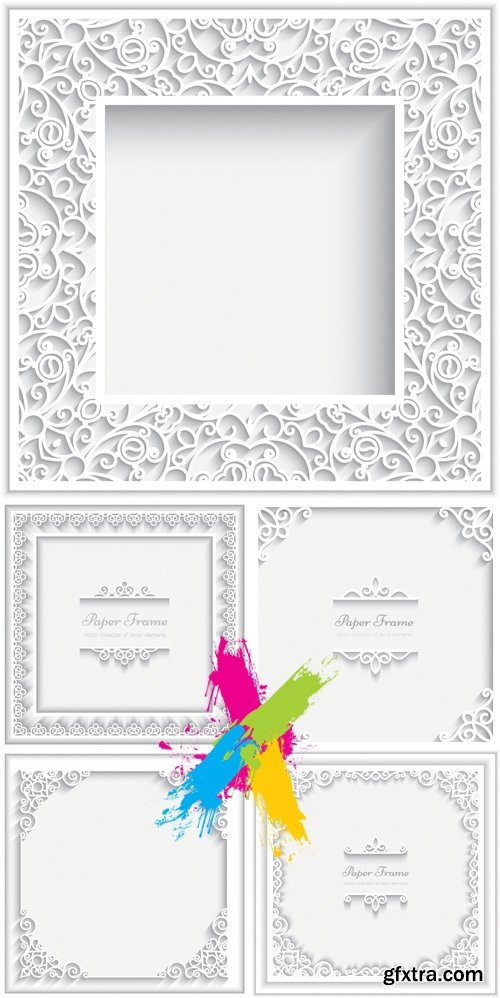 White Paper Decorative Frames Vector