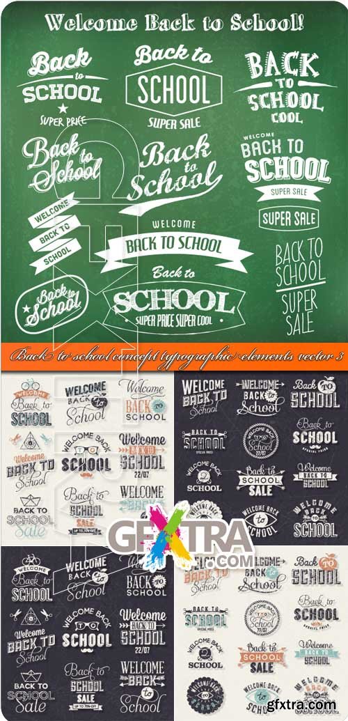 Back to school concept typographic elements vector 3