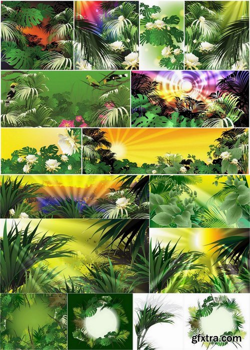 Jungle and tropical illustration in vector from stock - 25 Eps