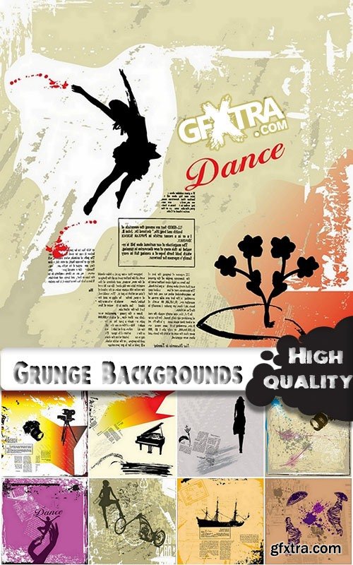 Grunge Backgrounds with different silhouette in vector from stock - 25 Eps