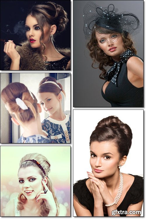 Beautiful girl with elegant retro hairstyles - Stock photo