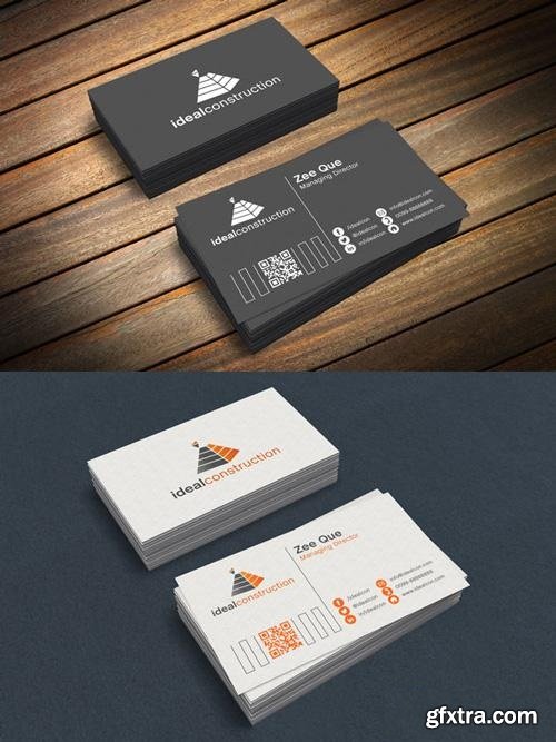 Black and White Business Card Template & Mockup PSD + 3Ds Max Render File