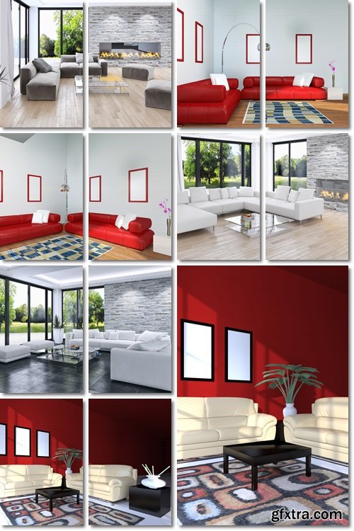 Beautiful, stylish, trendy interior. Living room - Stock photo