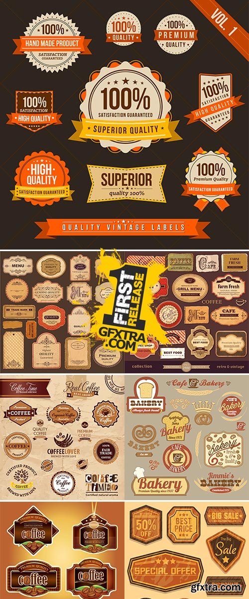 Stock: Vintage style of label badge sticker collection