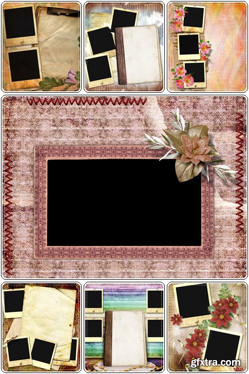 Beautiful floral antique picture frames - Stock photo
