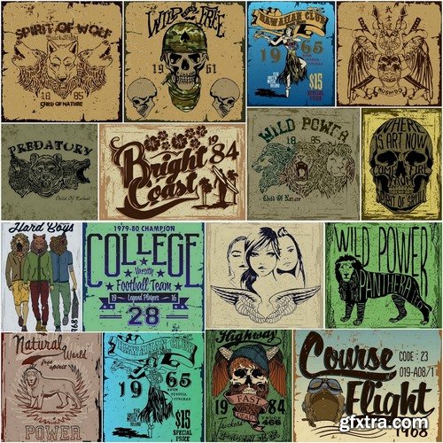 T-shirt Design elements in vector from stock #21 - 25 Eps