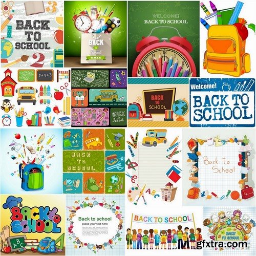Back to school - objects and design elements in vector from stock - 25 Eps