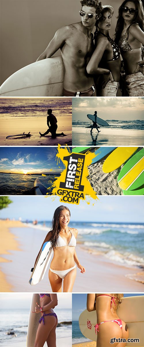 Stock Photo: Surfboards at beach