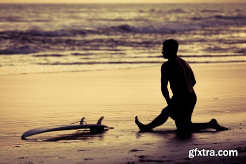 Stock Photo: Surfboards at beach