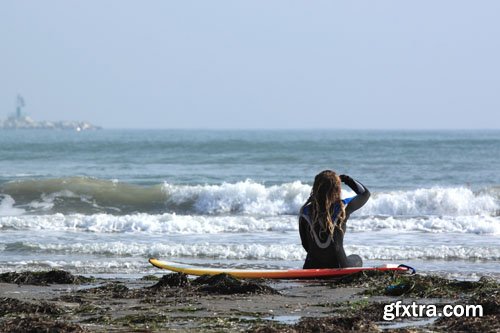 Stock Photo: Surfboards at beach