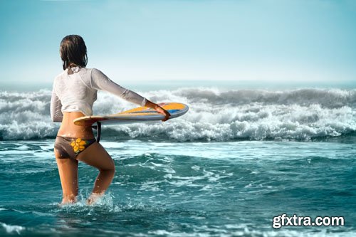 Stock Photo: Surfboards at beach