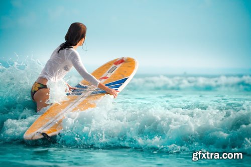 Stock Photo: Surfboards at beach