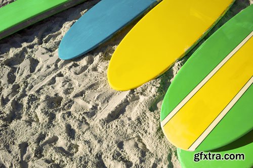 Stock Photo: Surfboards at beach