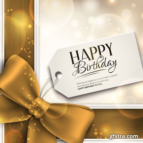 Stock: Vector birthday card with curling stream, confetti, balloons