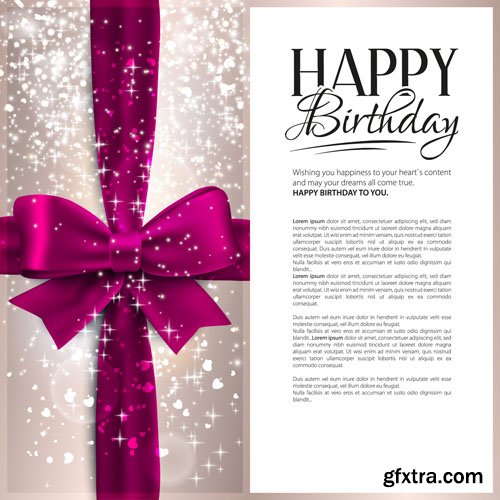 Stock: Vector birthday card with curling stream, confetti, balloons
